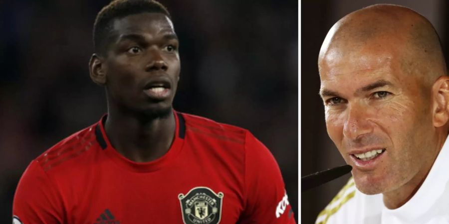 Zinedine Zidane (r.) möchte Paul Pogba gerne zu Real Madrid lotsen.