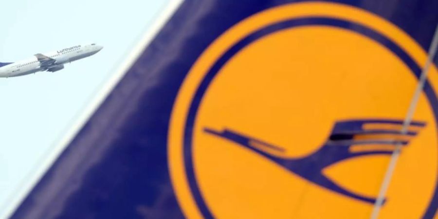 Das Logo der Deutschen Lufthansa ist auf einem Flugzeug am Flughafen Frankfurt am Main zu sehen. Foto: Arne Dedert/dpa