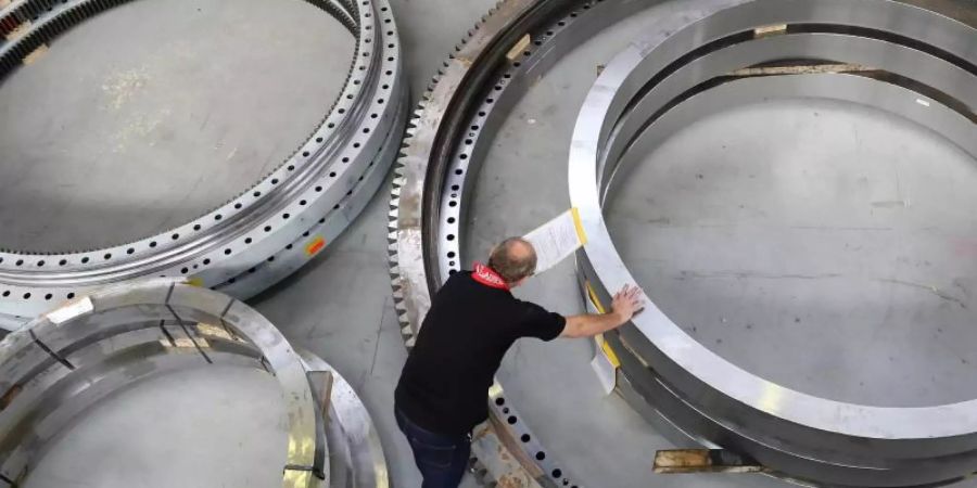 In der Deutsche Grosswälzlager GmbH (DGWL) werden Teile von Grosswälzlagern kontrolliert. Foto: Bernd Wüstneck/Symbol