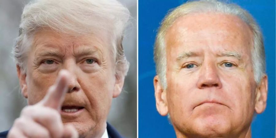 Archivfotos zeigen Donald Trump (l), Präsident der USA, aufgenommen am 05.04.2019, und Joe Biden, damaliger US-Vizepräsident, aufgenommen am 25.08.2016. Foto: Evan Vucci/Anders Wiklund/AP/TT NEWS AGENCY