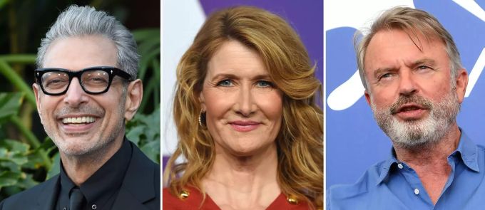Jeff Goldblum (l-r), Laura Dern und Sam Neill: Die drei Schauspieler des Originalstreifens werden für den sechsten Teil wieder gemeinsam vor der Kamera stehen. Foto: Chris Pizzello/Invision «Jurassic Park»-Stars