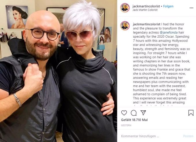 Jack Martin fand es inspirierend, für die Oscars Jane Fonda zu stylen. oscars jane fonda