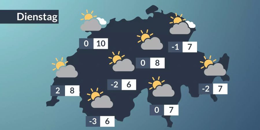 Das Wetter am Dienstag.