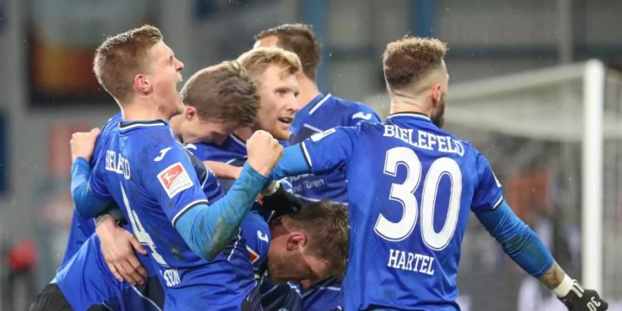 Arminia Bielefeld setzte sich mit 2:0 gegen den VfL Bochum durch. Foto: Friso Gentsch/dpa