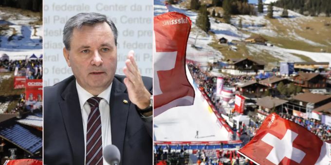Politiker wie SVP-Ständerat Werner Salzmann wollen den Skirennen in Wengen und Adelboden unter die Arme greifen. Werner Salzmann Adelboden Wengen