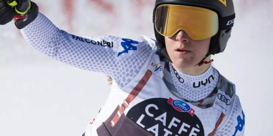 Sofia Goggia aus Italien hatte die Abfahrt in Crans-Montana gewonnen. Foto: Alessandro Della Valle/KEYSTONE