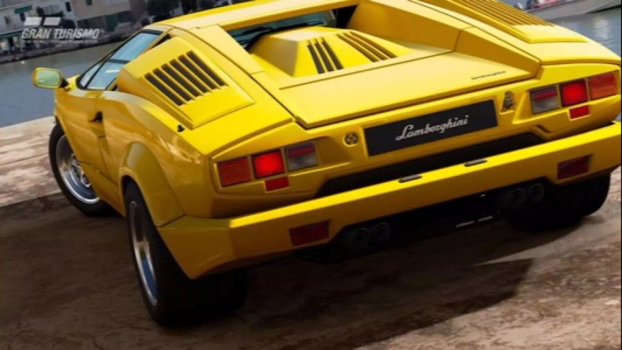 Der gelbe Lamborghini Countach in der 25. Jahresedition.