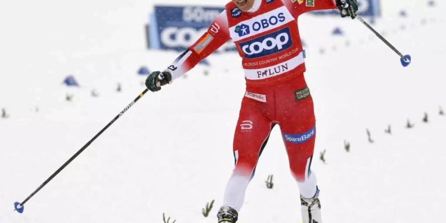 Die Norwegerin Therese Johaug siegt auch beim Langlauf-Weltcup in Falun im Rennen über zehn Kilometer. Foto: Ulf Palm/TT NEWS AGENCY