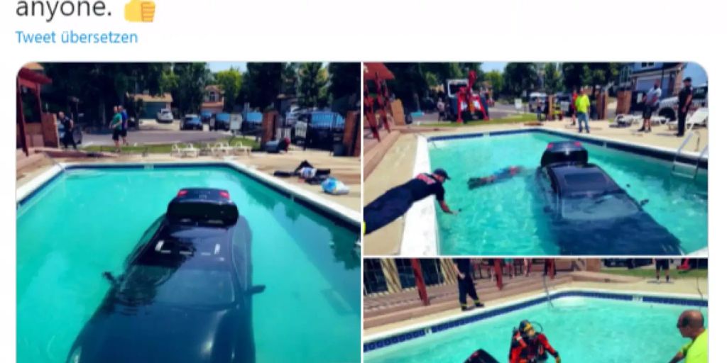 74-Jähriger landet mit seinem Auto in einem Swimmingpool