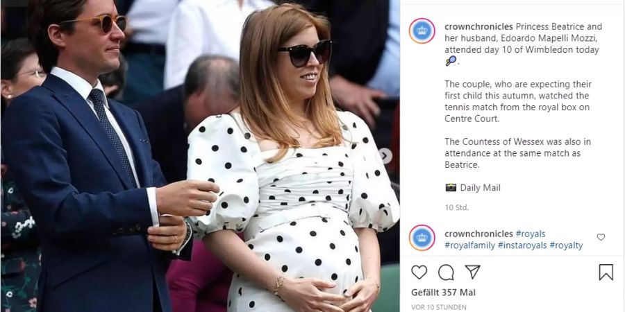 Prinzessin Beatrice in Wimbledon mit Babybauch.