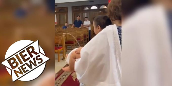 «Heiliger»-Strahl - Baby pinkelt bei Taufe hochkant in die Kirche