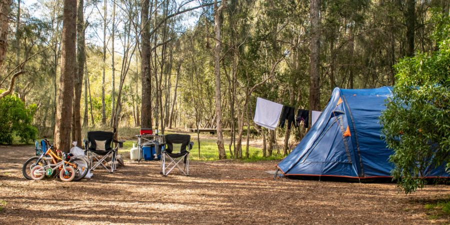 Campingplatz, Zelt, Wald, Natur, Fahrräder