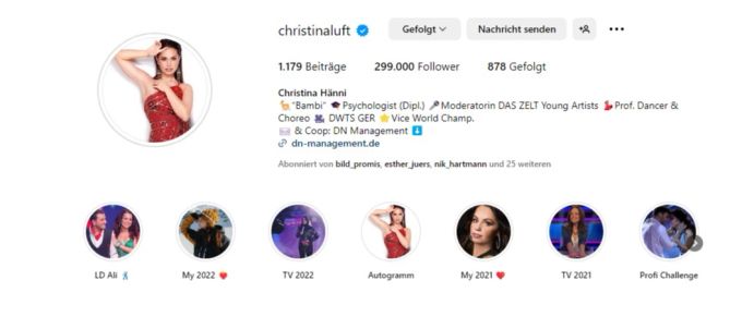 Hänni oder Luft? Ein Blick auf das Instagram-Profil von Christina sorgt für Verwirrung. luca hänni