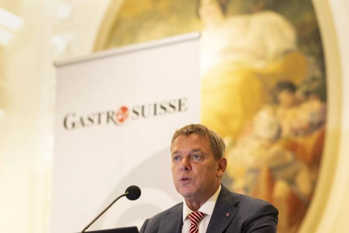 Casimir Platzer, Präsident Gastrosuisse, spricht an einer Medienkonferenz, am Montag, 29. März 2021 in Bern, über die Volksinitiative, welche Gastrosuisse lanciert. Casimir Platzer Coronavirus
