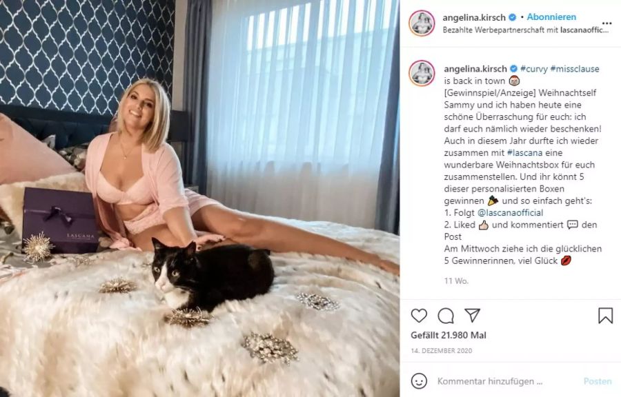 Angelina Kirsch macht auf das Like-Verhalten auf Social Media aufmerksam. Für freizügige Bilder wie hier bekommt sie viele Likes.