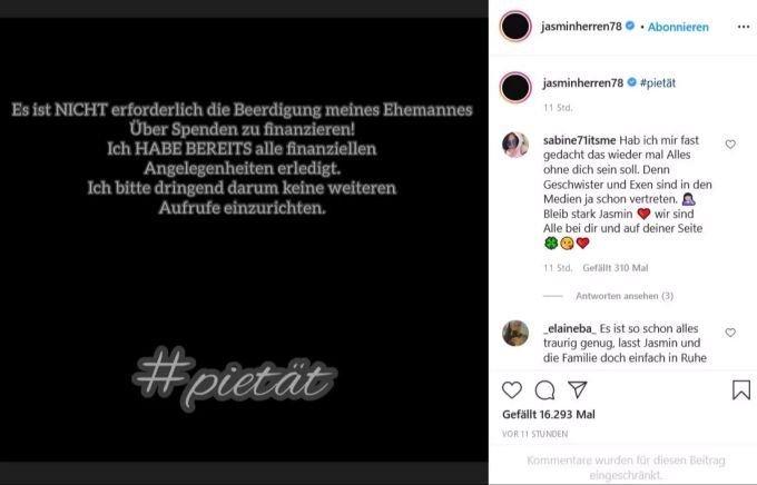 Jasmin Herren will keine finanzielle Unterstützung für Willis Beisetzung. jasmin herren willi herren