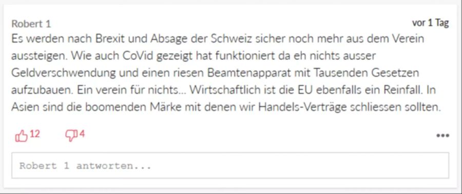 Ein User vergleicht das Aus des Rahmenabkommens mit dem Brexit.