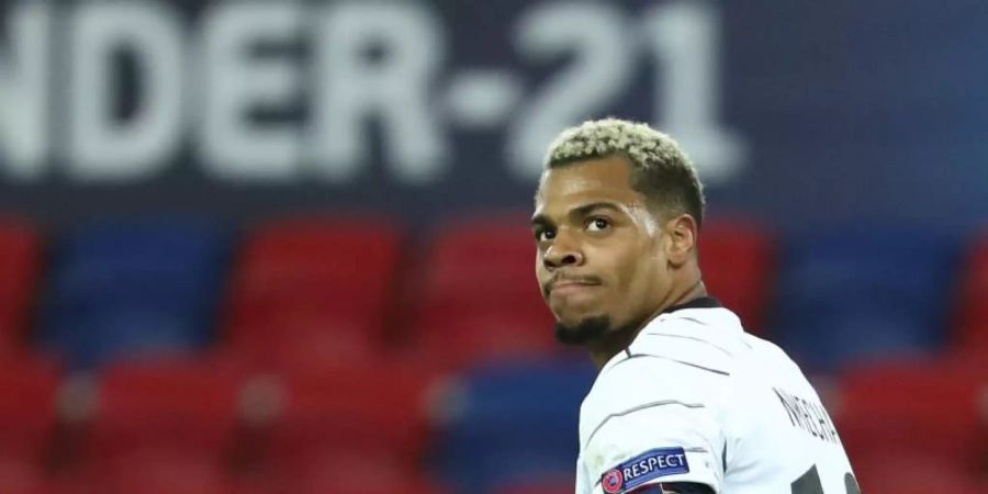 Ebnete mit seinem wichtigen Treffer den Sieg der deutschen U21 zum EM-Auftakt: Lukas Nmecha. Foto: Csaba Domotor/dpa