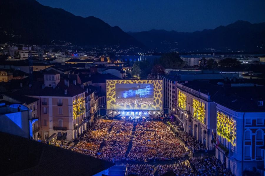 Blick auf die Piazza Grande während dem 75. Filmfestival Locarno, am 9. August 2022.