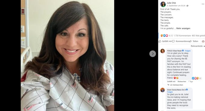 Moderatorin Julie Chin meldet sich aus dem Spital – es geht ihr besser! Julie Chin