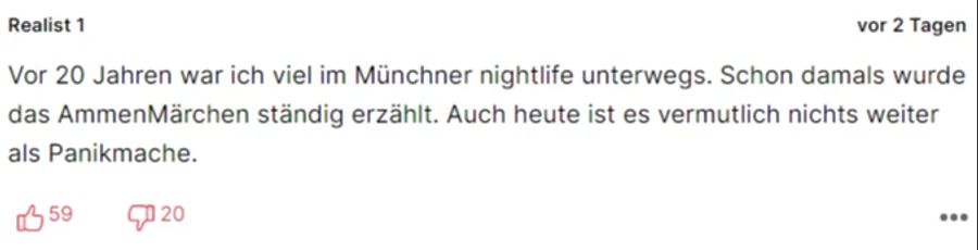 «Needle Spiking» sei «nichts weiter als Panikmache», findet «Realist 1».