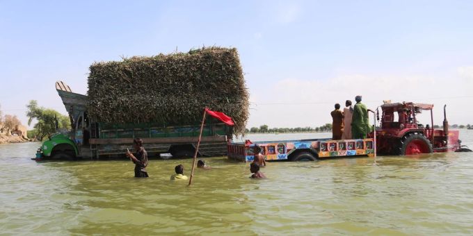 Die Provinz Sindh in Pakistan ist seit Juli am stärksten von den Überflutungen betroffen. Pakistan Überflutungen Provinz Sindh