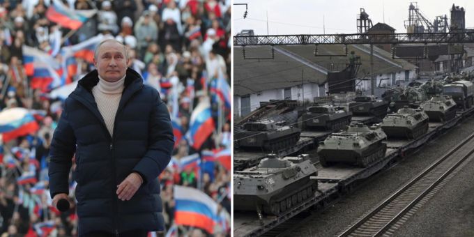 Hochrangige westliche Beamte behaupten, dass Putin sich im Ukraine Krieg in die östliche Donbass-Region zurückziehen werde. ukraine krieg
