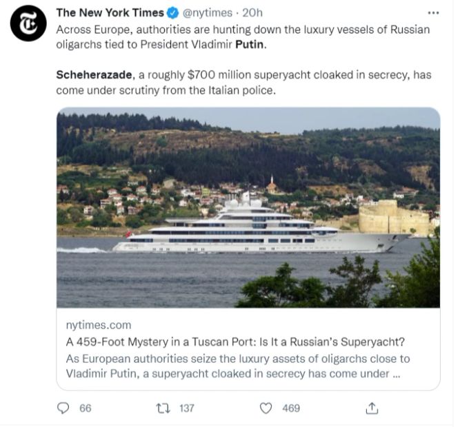 Gehört diese Superyacht tatsächlich Wladimir Putin? Scheherazade putin