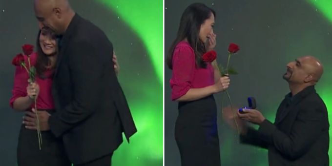 Mary Lee wird am TV-Set eine wichtige Frage gestellt. Hochzeit