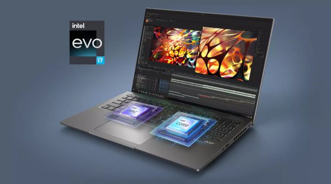 Beim grösseren Acer Swift X16 kommt erstmals eine Intel Arc zum Einsatz. Acer Swift X16