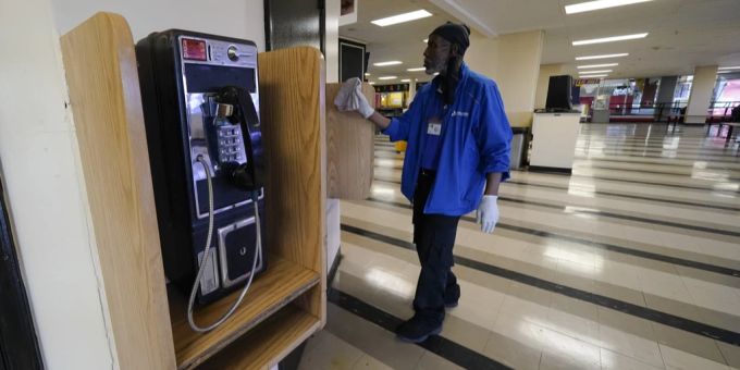 Ein öffentliches Telefon in New York. Telefon