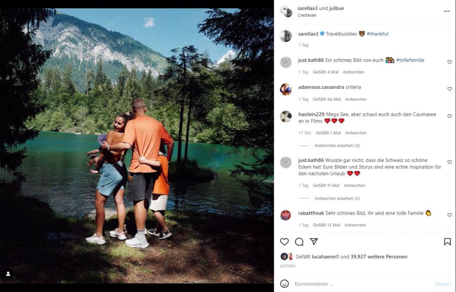 Sarah Engels reist mit ihrer Familie durch die Schweiz.