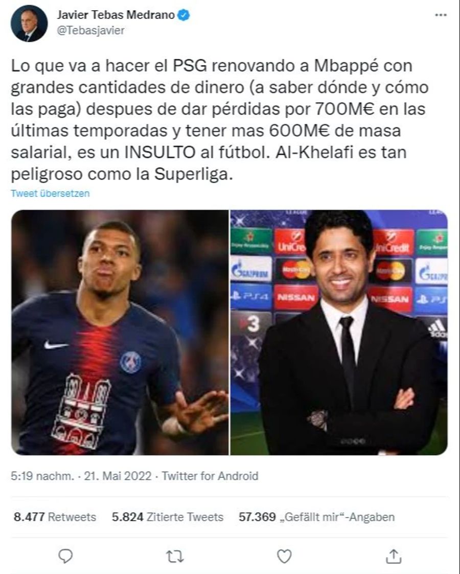 Tebas Mbappé Real Madrid