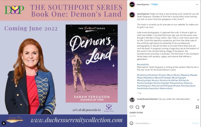Das Buch von Sarah Ferguson ist auf der Website von Serenity Press bereits erhältlich. serenity press