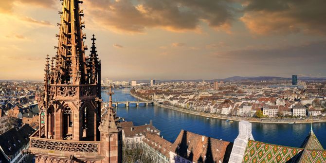 Stadt Panoramaansicht Rhein Dächer Kirchturm