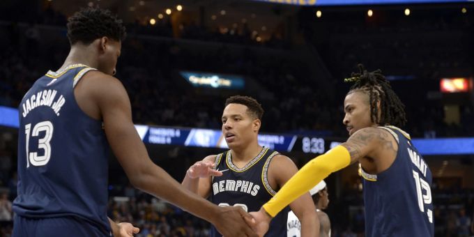 Die Memphis Grizzlies mit Ja Morant gewinnen Spiel 5 gegen Minnesota. memphis grizzlies