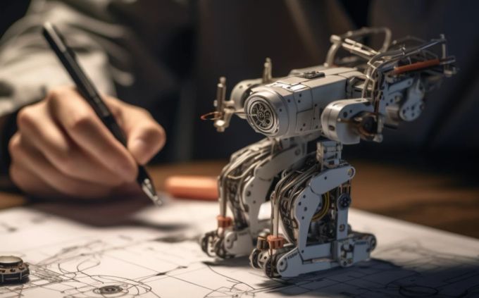 Ingenieur arbeitet an einem Design. Schweizer Technologie
