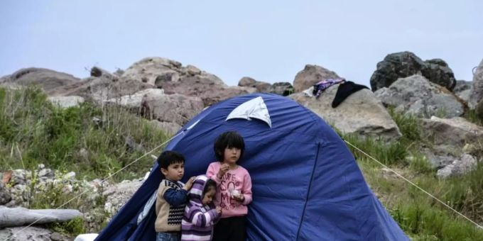 Flüchtlingskinder auf Lesbos. Flüchtlinge