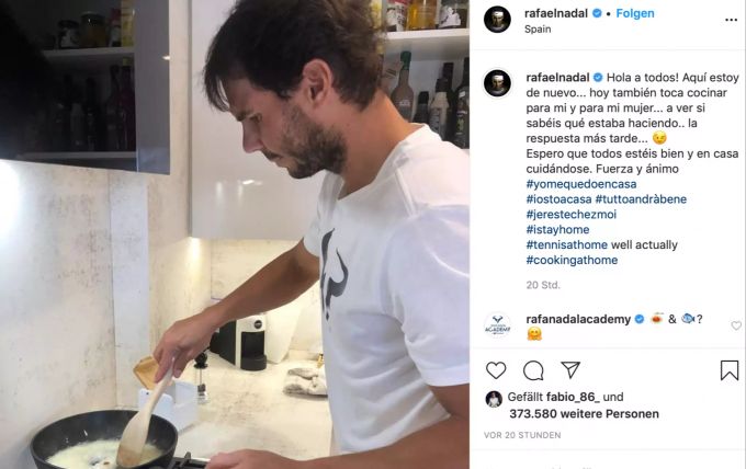 Rafael Nadal zeigt sich auf Instagram als Koch. Rafael Nadal