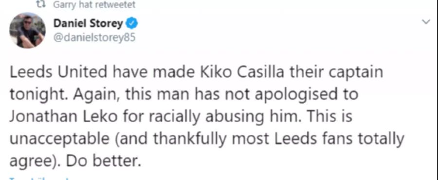 «Leeds hat Kiko Casilla zum Captain gemacht. Der Mann hat sich noch nicht entschuldigt. Das ist nicht akzeptabel.»