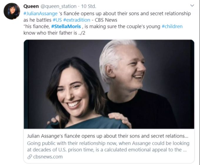 Julian Assange und seine Verlobte Stella Morris. julian assange