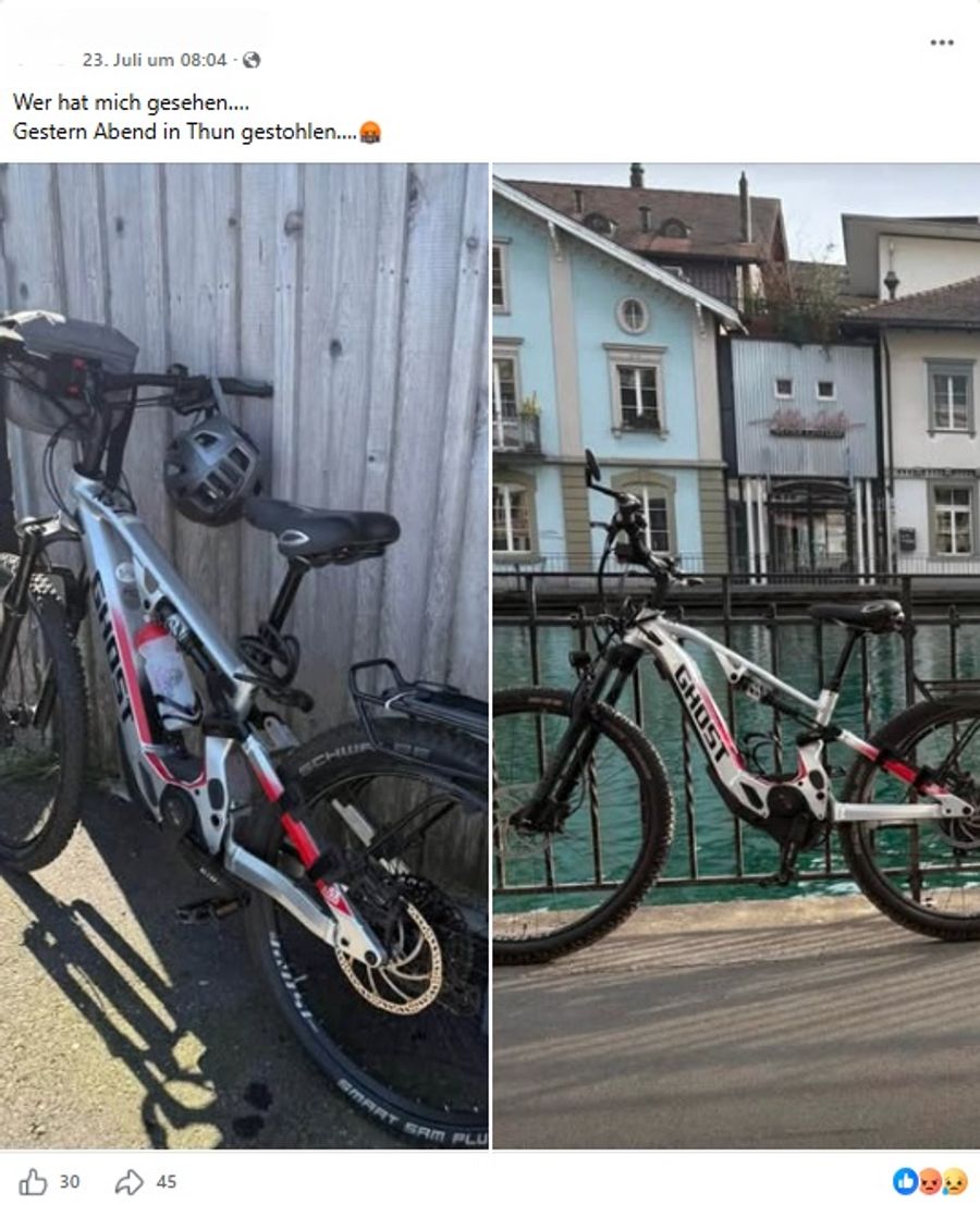Es ist kein Einzelfall: In den letzten Wochen werden immer wieder Fahrräder als vermisst gemeldet.