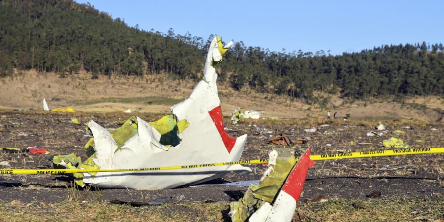 Trümmer der abgestürzten Boeing 737 MAX 8 von Ethiopian Airlines nahe Bishoftu in Äthiopien im März 2019. (Archivbild)
