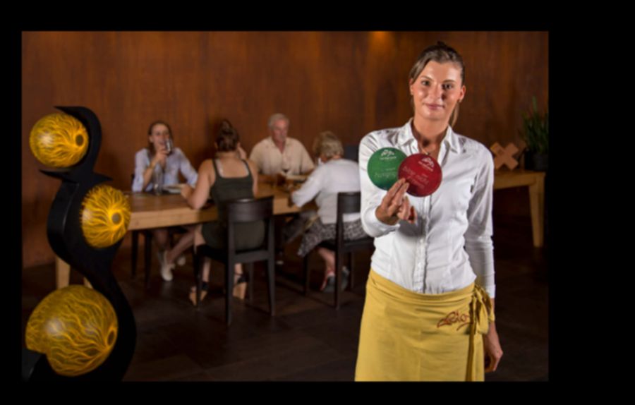 In Restaurant Rio Churrasco in Stansstad (NW) gibt es ein Ampel-System aus Bierdeckeln.