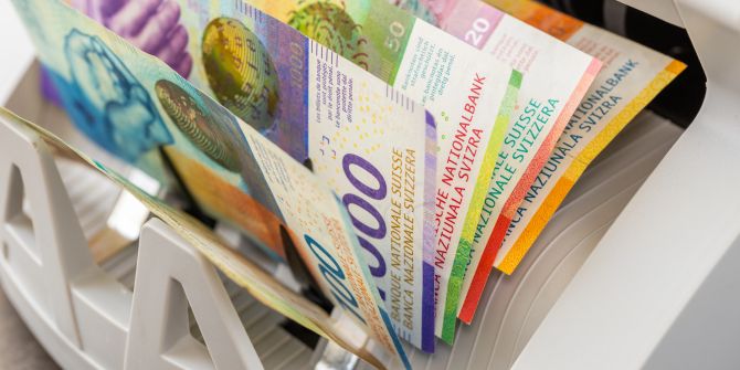 Schweizer Franken Billet Zählmaschine