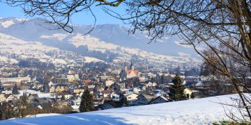 Blick auf Altstätten im Winter