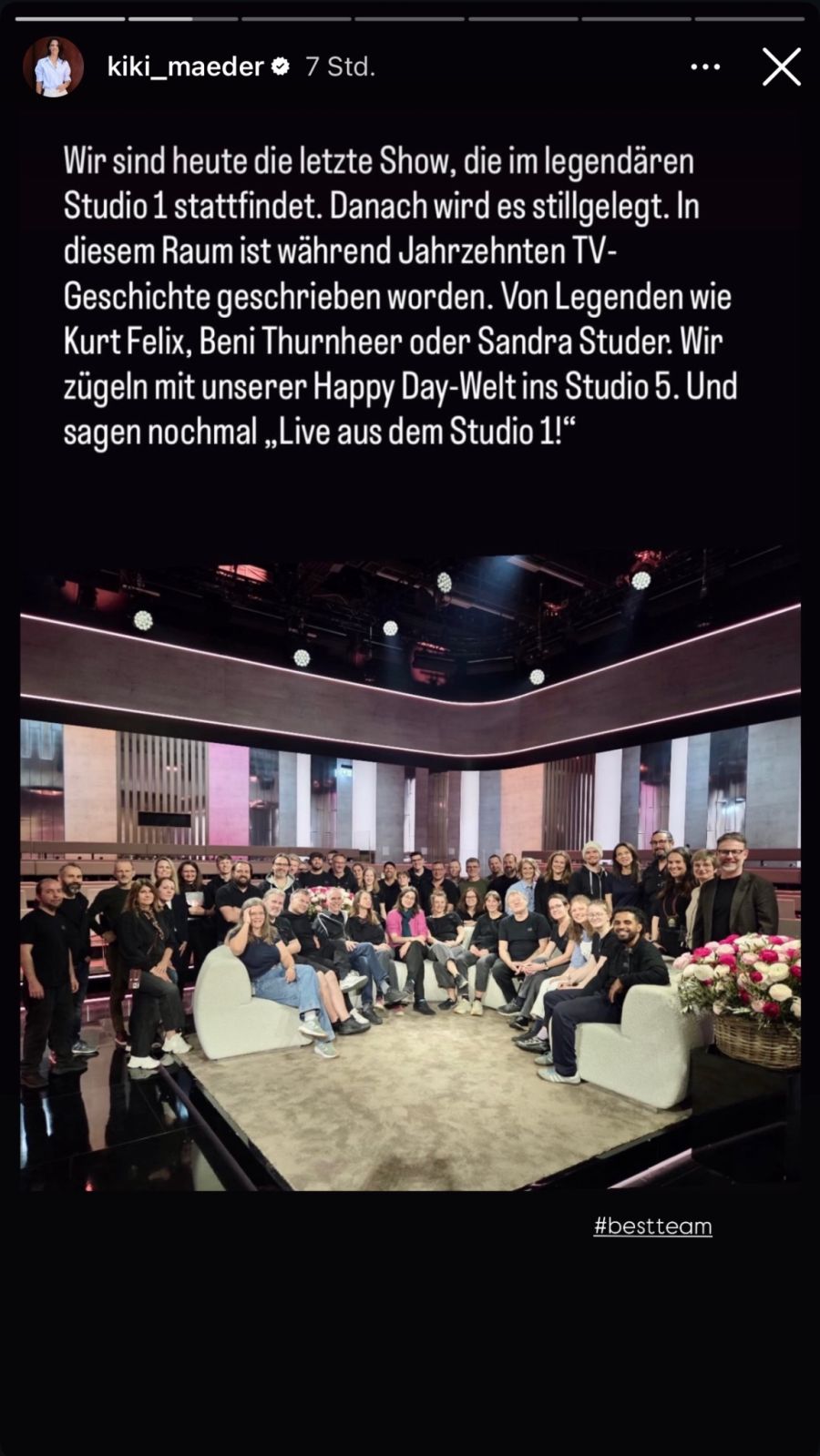 Das «Happy Day»-Team nimmt Abschied vom Studio 1.