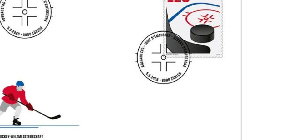 Mit dieser Sondermarke will die Post die Durchführung der Eishockey-WM würdigen.