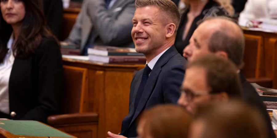 Der designierte ungarische Ministerpräsident Peter Magyar lächelt vor der Inaugurationszeremonie im Parlament. Foto: Denes Erdos/AP/dpa