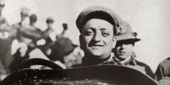 Historisches Foto von Enzo Ferrari, Enzo Ferrari-Museum in Modena, Italien